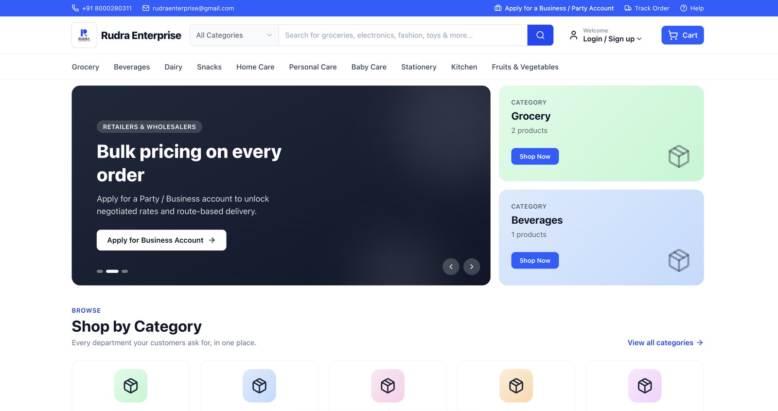 Rudra Enterprise e-commerce storefront